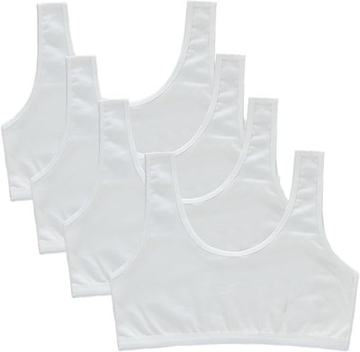 MEEMBOOLI Girls Sports Non Padded Bra(White)