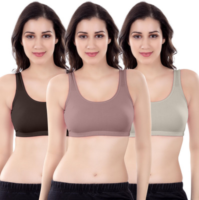 Digsel Cool Cotton Sports Bra Women Sports Non Padded Bra(Multicolor)