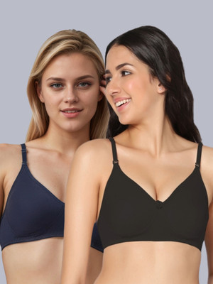 Eden EDEN01BLACKNAVYBLUE Women T-Shirt Non Padded Bra(Black, Blue)