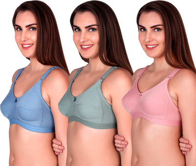 CURVZEX ANAYA Women Everyday Non Padded Bra(Pink, Dark Green, Blue)