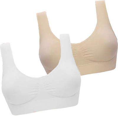 Wardrovia Women Sports Non Padded Bra(Beige, White)
