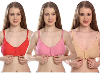 Encluva Pack of 3 Front Open Women Everyday Non Padded Bra(Multicolor)