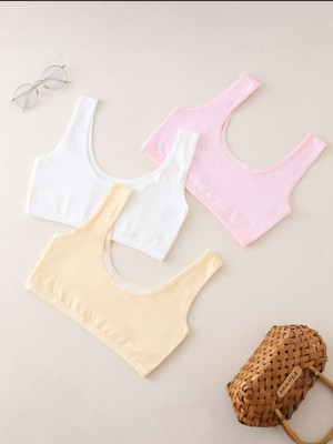 PTELRA AIR BRA PACK OF 3 Women Sports Non Padded Bra(Pink, White, Beige)