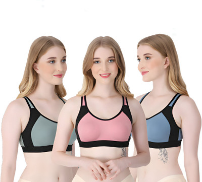 ASHMIRAS pack of 3 Women Plunge Non Padded Bra(Pink, Blue, Green)