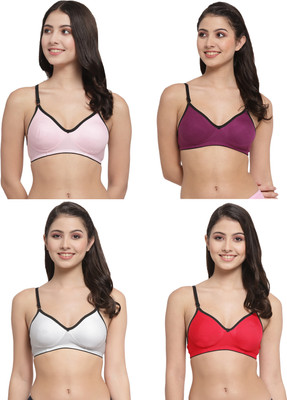Docare M2Mino Women T-Shirt Non Padded Bra(Pink, Purple, Red, White)