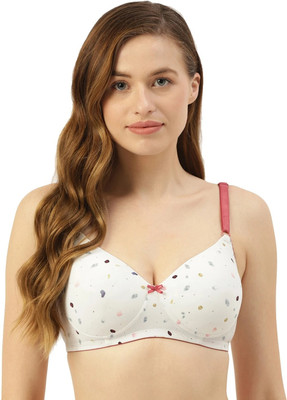 LEADING LADY Leading Lady Women's Printed Lightly Padded T-Shirt Bra Women T-Shirt Lightly Padded Bra(White)