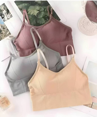 BRANKLY URJA Women Cami Bra Lightly Padded Bra Women Cami Bra Lightly Padded Bra(Dark Green, Black, Beige)
