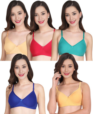 Liigne Women Everyday Padded Bra (Pack Of 5) for T-Shirt Saree Dress Sports Garment Women Full Coverage Lightly Padded Bra(Gold)