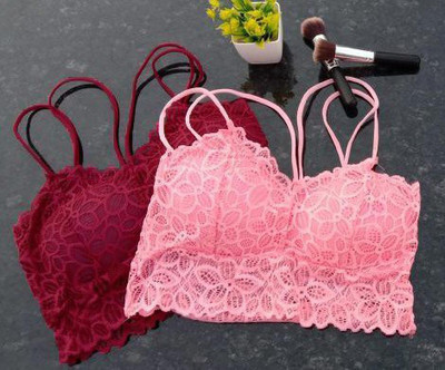 Ruman Fashion Women Bralette Lightly Padded Bra(Maroon, Pink)