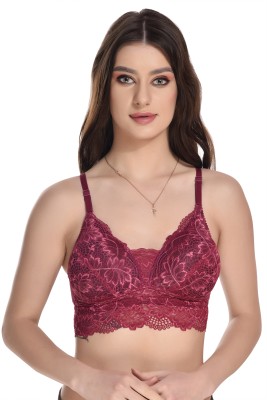 bodylonian Bodylonian Women’s Padded Wire-Free Bralette Women Bralette Lightly Padded Bra Women Bralette Lightly Padded Bra(Maroon)