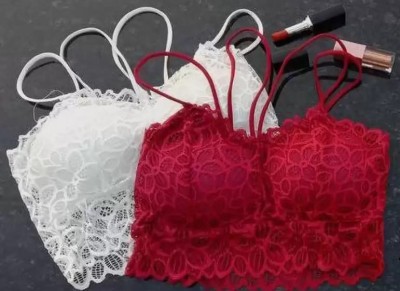 Unique Style Women Everyday Lightly Padded Bra(Red, White)