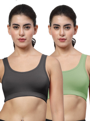 LILY StropsYttak Double Layered Women Sports Non Padded Bra(Black, Green)