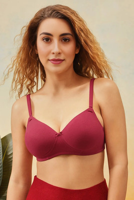KELLPAR Women’s Everyday Comfort Padded Bra | Seamless,Adjustable Straps, Full Coverage Women Everyday Lightly Padded Bra(Maroon)