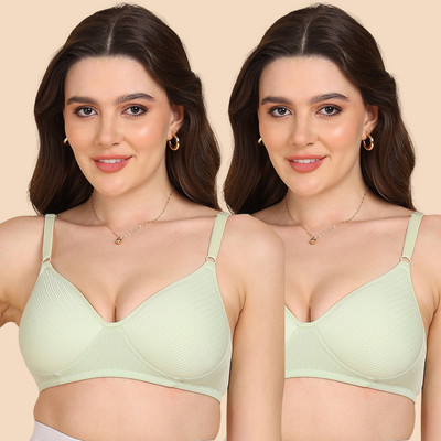 KOMLI Women T-Shirt Lightly Padded Bra(Green)
