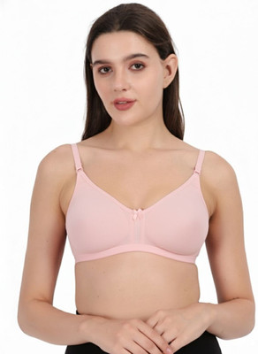 WAONY Daily Comfort Full Coverage Bra Women T-Shirt Non Padded Bra(Pink)