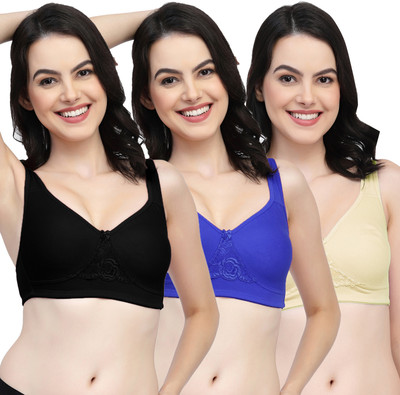 COLLEGE GIRL CG1214Mino Women Minimizer Non Padded Bra(Black, Dark Blue, Beige)