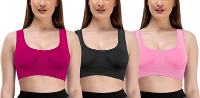 Fashocart FREE SIZE Women Sports Non Padded Bra(Multicolor)