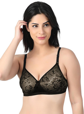 Arc de Shapes Full Coverage Everyday Women's Bra Deatachable Straps Solid With Padded Women Full Coverage Lightly Padded Bra(Black)
