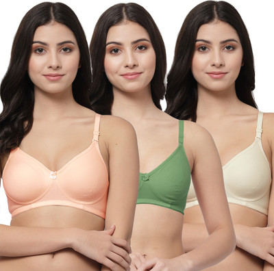 Docare NovaPad Women T-Shirt Lightly Padded Bra(Orange, Green, Beige)