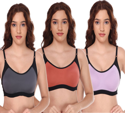 lufiya mina Women Everyday Non Padded Bra(Grey, Purple, Orange)
