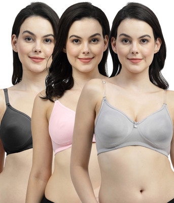 Shyam Sons FLAIR NWFemina Double Layered Cup Women T-Shirt Non Padded Bra(Grey, Pink, Black)