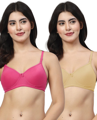 LILY maofcigam Women T-Shirt Heavily Padded Bra(Pink, Beige)