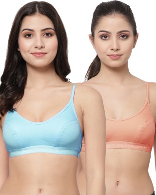 COLLEGE GIRL SB08 Women Sports Non Padded Bra(Blue, Orange)