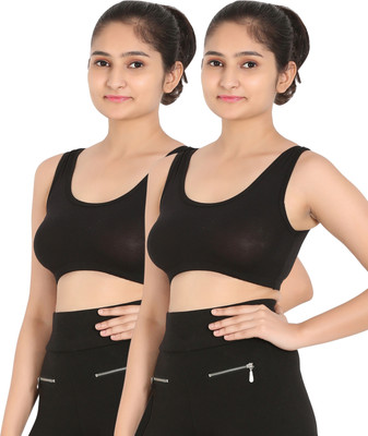 Xyra Girls Sports Non Padded Bra(Black, Black)
