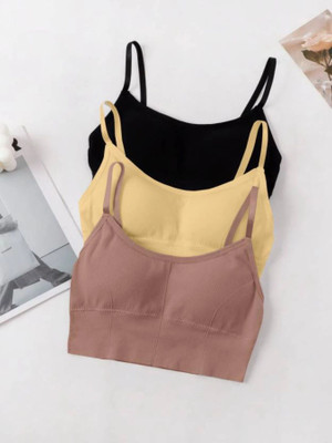 MAHEK CREATIVE Women T-Shirt Lightly Padded Bra(Black, Beige, Brown)