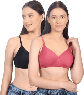 Vanila Women Lightly Padded Non-Wired T-Shirt Bra(Black,Pink) Women T-Shirt Lightly Padded Bra(Black, Pink)