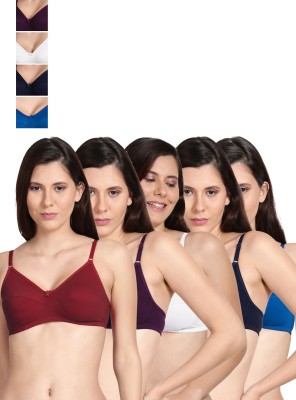 Shyle Shyle Cool Non Padded Seamed Casual Bra Women Everyday Non Padded Bra(Maroon, Purple, White, Dark Blue, Blue)