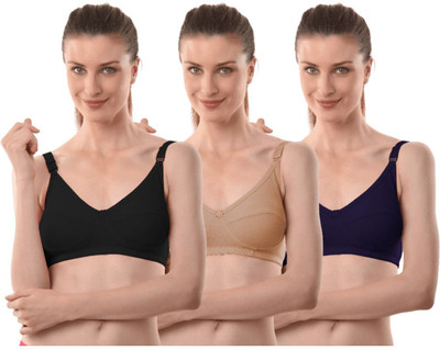 Vanila C Cup Lingerie with PC Interlock Cloth Comfortable Everyday Women Everyday Non Padded Bra(Black, Beige, Blue)