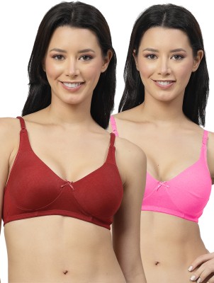 Shyam Sons FLAIR Double Layered 0636 Women T-Shirt Non Padded Bra(Maroon, Pink)