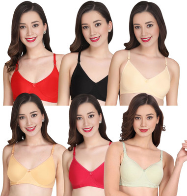 Liigne Women Everyday Padded Bra (Pack Of 6) for T-Shirt Saree Dress Sports Garment Women Full Coverage Lightly Padded Bra(Red)