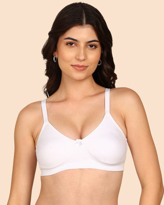 KOMLI Komli Bonded Breathable Cotton Full Coverage Non-Padded Bra Women T-Shirt Non Padded Bra(White)