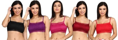 SHEBAE Girls T-shirt Bralette Bra for Women Combo Set Padded Push Up Gym Running Women Bralette Lightly Padded Bra(Black, Purple, Pink, Maroon, Red)