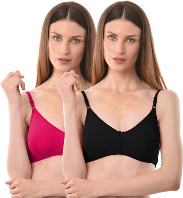 Vanila B Cup Size Comfortable and Supportive Casual Bra (Size 34, Pack of 2) Women Everyday Non Padded Bra(Black, Pink)