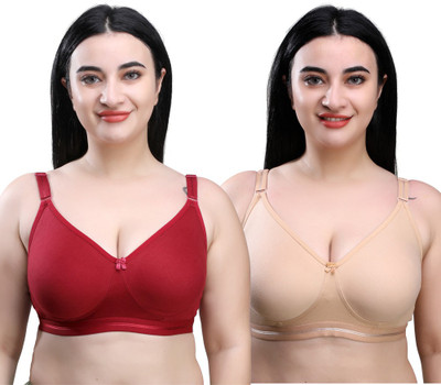 SKDREAMS Women Everyday Non Padded Bra(Maroon, Beige)