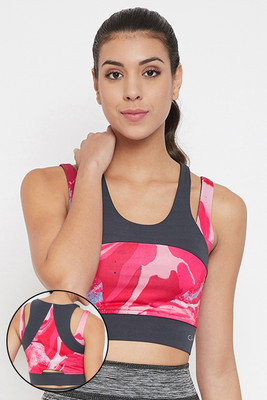 Clovia Women Sports Lightly Padded Bra(Pink, Black)