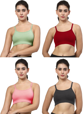 LILY stropsazil Women Sports Non Padded Bra(Green, Maroon, Red, Black)