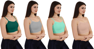 Guru Krupa Traders Women's Cotton Lycra Free Size Non Padded Pull On Sport Bra Women Sports Non Padded Bra(Multicolor)