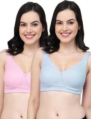 COLLEGE GIRL CG1214Mino Women Minimizer Non Padded Bra(Light Blue, Pink)