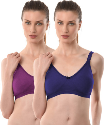 Vanila D Cup Size Seamless Bra Lingerie with milanch Fabric(Size 40, Pack Of 2) Women Bralette Non Padded Bra(Purple, Blue)
