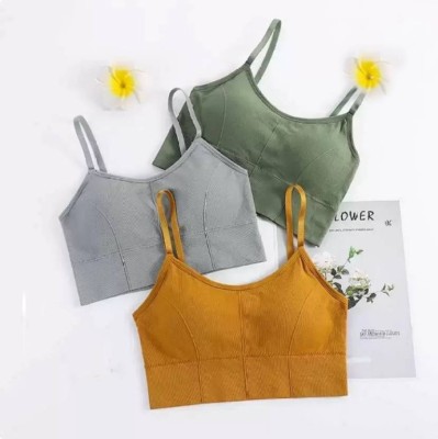 under 1000 Unique Design Women Bra Women T-Shirt Lightly Padded Bra(Green, Grey, Yellow)