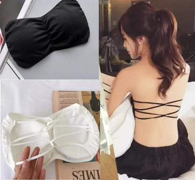 PreetyMore Women And Girls Full Coverage Lace Pack Of 2 Women Bandeau/Tube Lightly Padded Bra(Black, White)