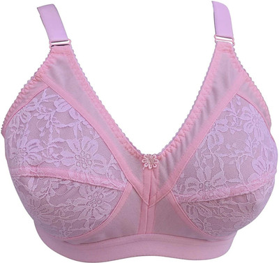Ninteen-69 Cotton Plain Non-Padded Wirefree Seemed Bra Full Coverage for Women Women Full Coverage Non Padded Bra(Pink)