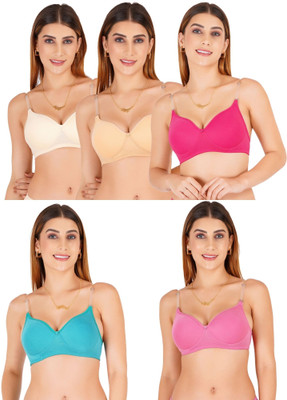 Liigne Transparent Strap Women Padded Bra Women Everyday Lightly Padded Bra(Multicolor)