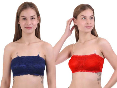 mksons Bandeau/Tube Bra for Women Women Bandeau/Tube Lightly Padded Bra(Dark Blue, Red)