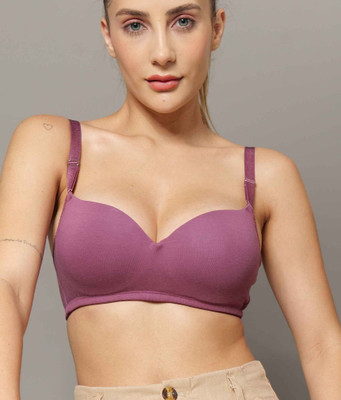 BODYSIZE Women Everyday Lightly Padded Bra(Purple)