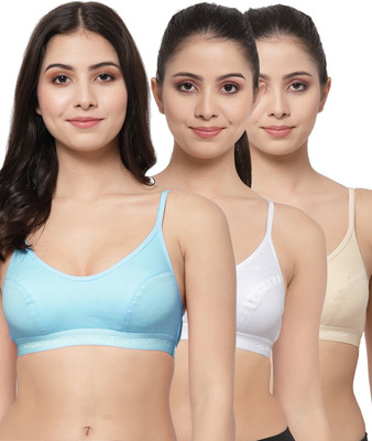 COLLEGE GIRL SB08 Women Sports Non Padded Bra(Blue, White, Beige)